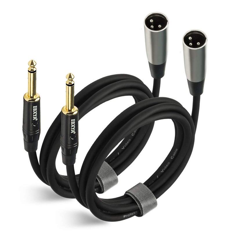 EBXYA XLR Male to 1/4 Inch TS Mono Unbalanced Microphone Cable 6Ft, 6.35mm to XLR Cable, 2 PCS - Image 1